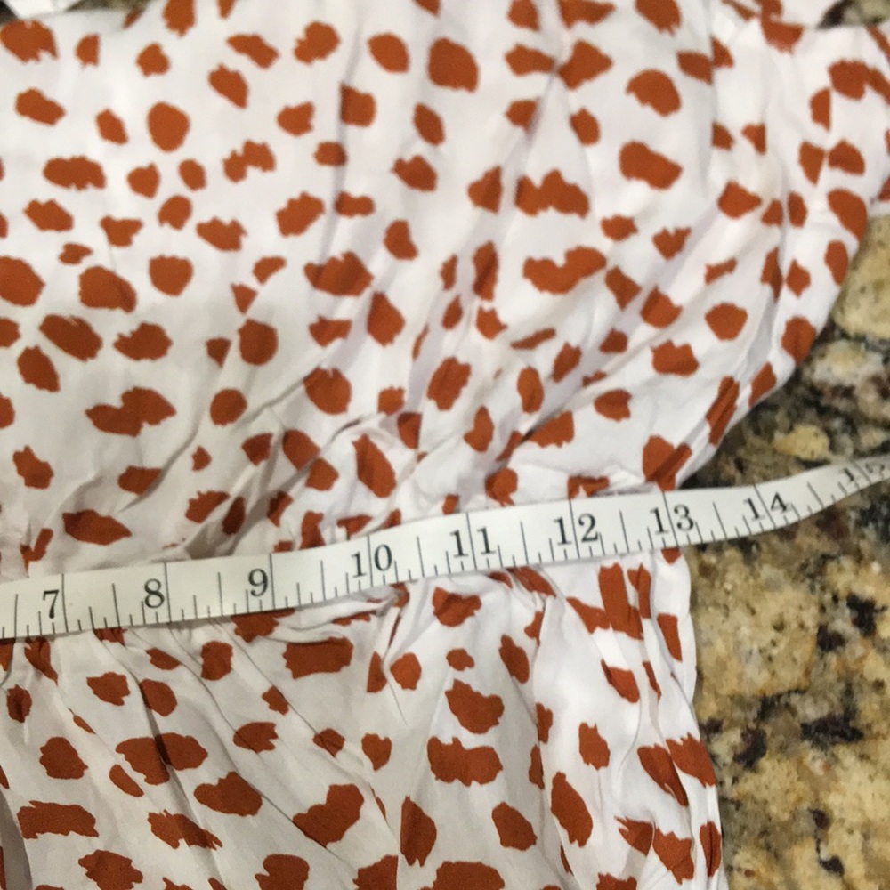 Polkadot dress in beige/brown dots. Blue drops 5/9 - Picture 5 of 11